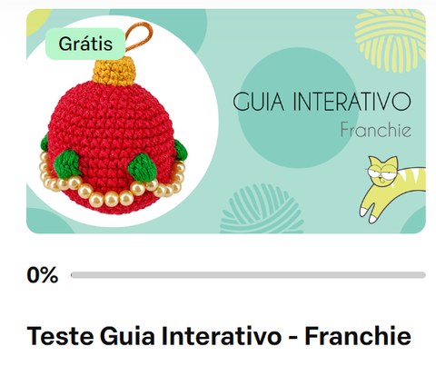 Cartão do módulo Teste Guia Interativo - Franchie na Hotmart, com a etiqueta verde Grátis sobre a capa